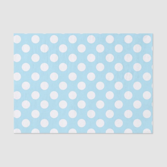 Light Baby Blue & White Polka Dots Seidenpapier (Vorderseite)