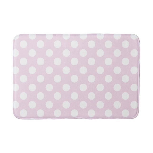 Light Baby Pink & White Polka Dots Badematte (Vorderseite)