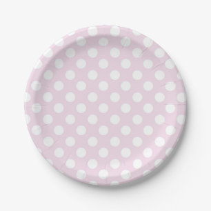 Light Baby Pink & White Polka Dots Geburtstagspart Pappteller