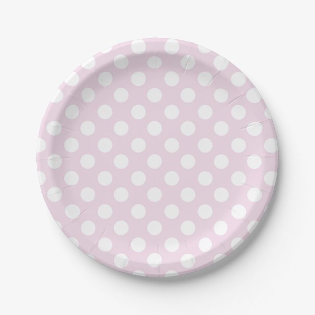 Light Baby Pink & White Polka Dots Geburtstagspart Pappteller (Vorderseite)