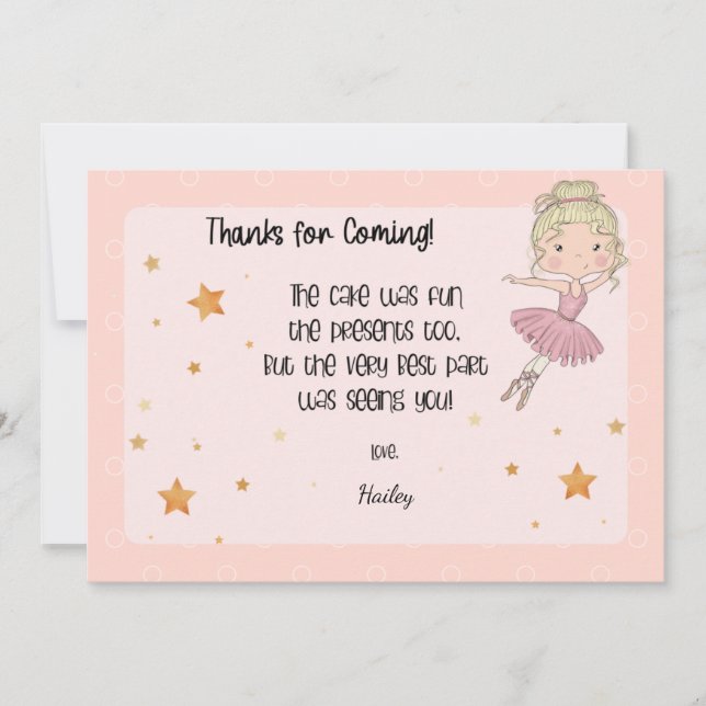 Light Ballerina Dankeschön Karte (Vorderseite)