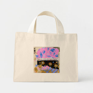 Light Begins Gem Tote – Rosa & Gold Glanz Mini Stoffbeutel