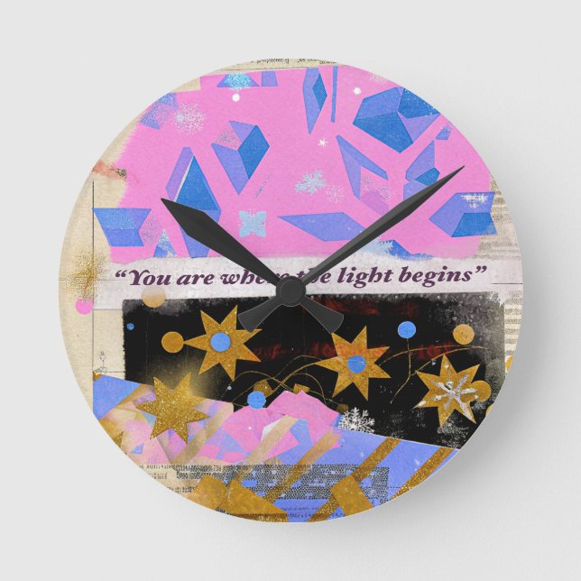 Light Begins Gem Uhr – Strahlendes Rosa & Gold Des (Vorderseite)
