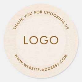 Light beig linen texture personalized text classic runder aufkleber