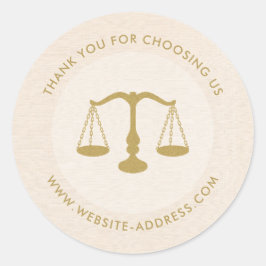 Light beig linen texture personalized text logo runder aufkleber