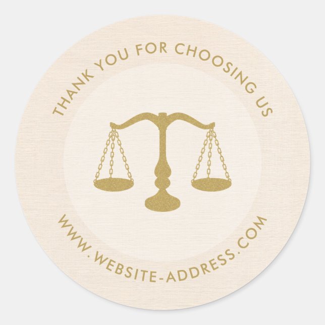 Light beig linen texture personalized text logo runder aufkleber (Vorderseite)