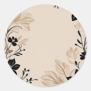Light Beige Floral Runder Aufkleber