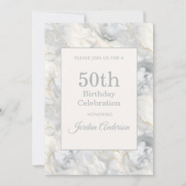 Light Beige Gray Marble 50th Birthday Einladung