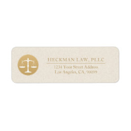 Light Beige Linen Gold Justice Logo Business Card