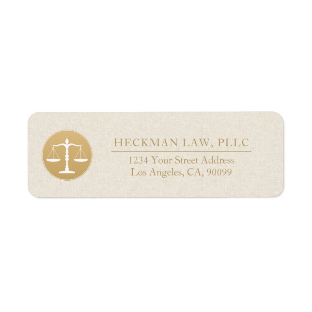 Light Beige Linen Gold Justice Logo Business Card (Vorne)