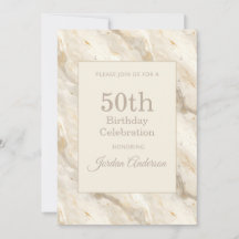 Light Beige Marble 50th Birthday