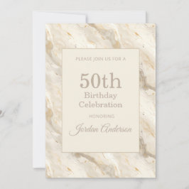 Light Beige Marble 50th Birthday Einladung
