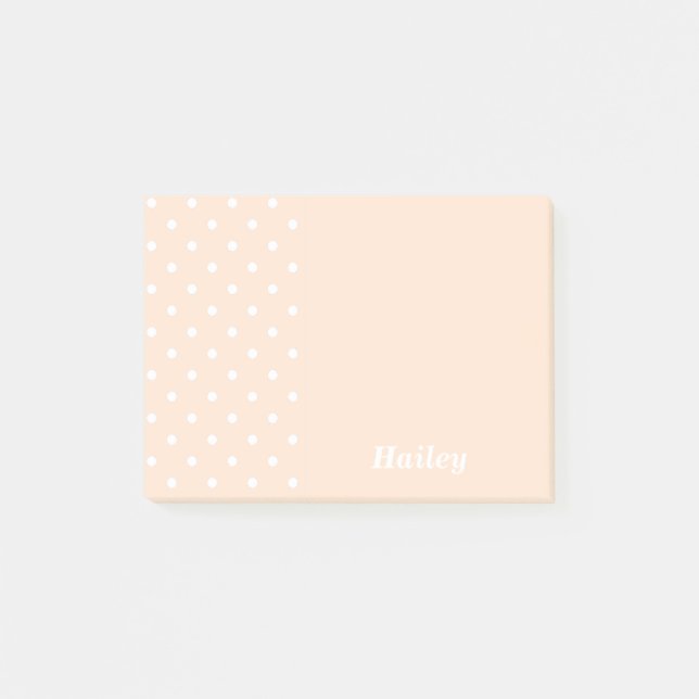 Light Bisque Polka Dot Personalisiert Post Anmerku Post-it Klebezettel (Vorderseite)