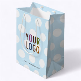Light Blue 10 Zoll Polka Dot Geschenktasche Custom Mittlere Geschenktüte
