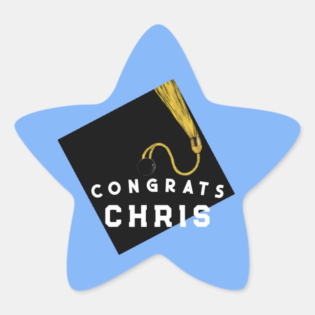 Light Blue Abschluss 2025 Stern-Aufkleber (Vorderseite)