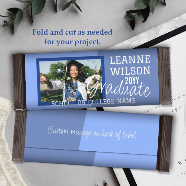 Light Blue Abschluss Custom Candy Bar Wrapper Flyer (Light blue baby blue school colors graduation personalized chocolate candy bar wrapper graduate grad)