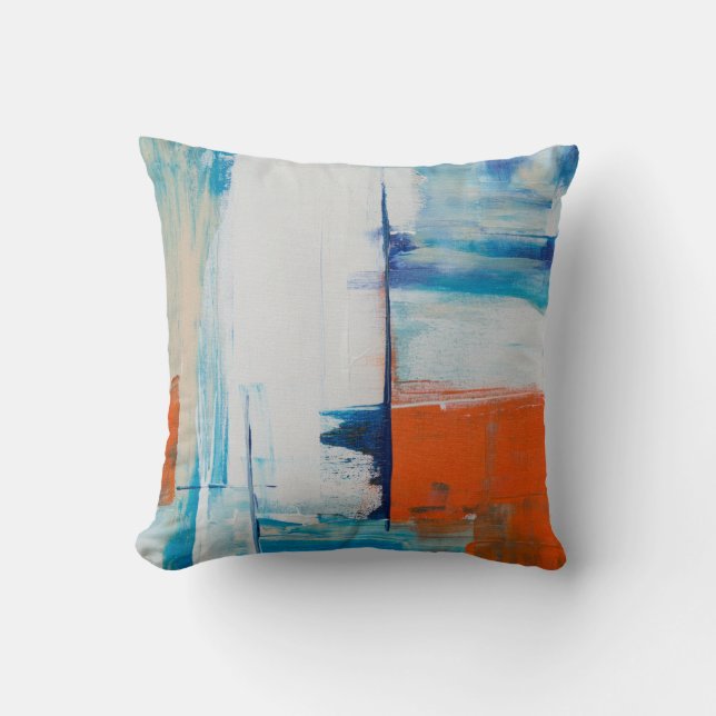Light Blue Abstrakt Acrylic Painting Kissen (Vorderseite)
