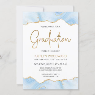 Light Blue Agate Gold Glitzer Graduation Party