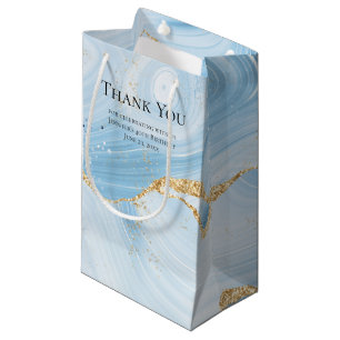 Light Blue Agate mit Gold Glitzer Vielen Dank Kleine Geschenktüte
