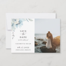 Light Blue Airy Floral Foto Save the Date Ankündigung