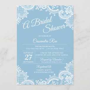 Light Blue and Lace Bridal Dusche Einladung