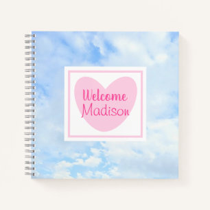 Light Blue and Pink Heart Baby Girl Dusche Notizbuch