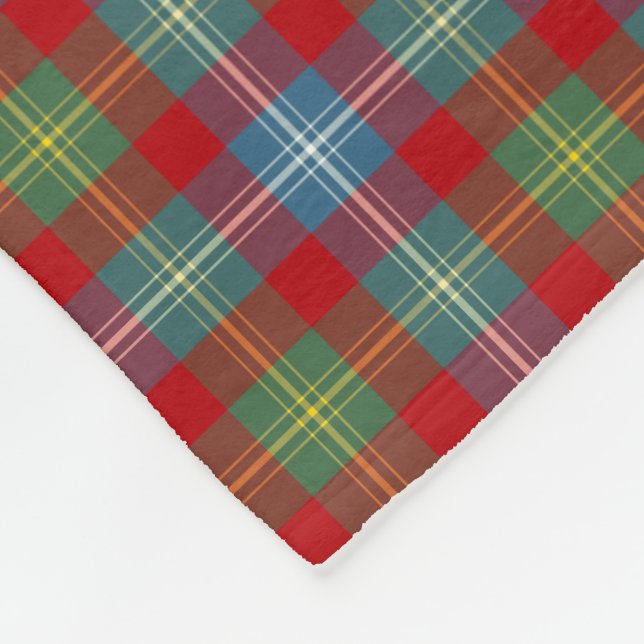 Light Blue and Red Foster Clan Ancient Tartan Fleecedecke (Ecke)