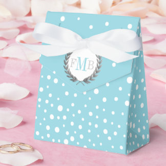 Light blue and white polka dot pattern wedding fav geschenkschachtel