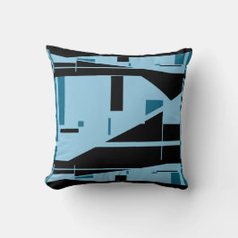 Light Blue auf Schwarz Classic Mosaik Kissen