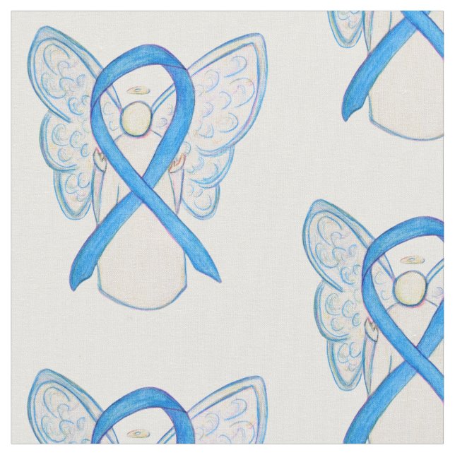 Light Blue Awareness Ribbon Angel Custom Material Stoff (Nahaufnahme)