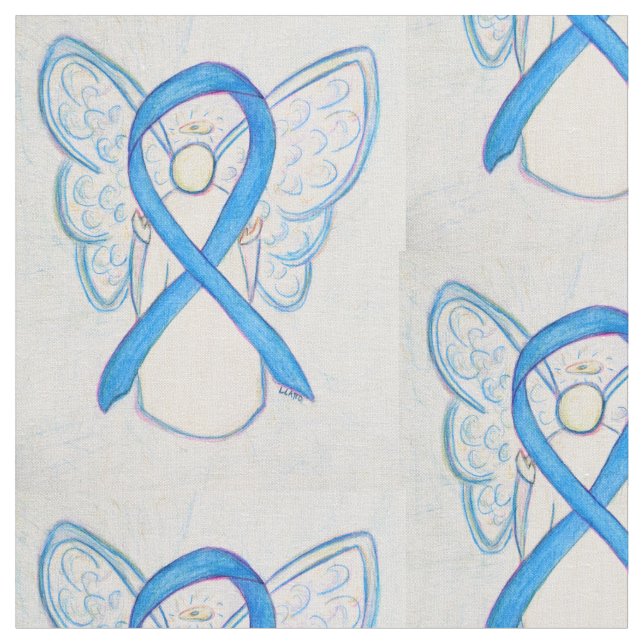 Light Blue Awareness Ribbon Angel Custom Material Stoff (Nahaufnahme)