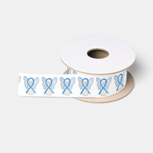 Light Blue Awareness Ribbon Angels Custom Designs Satinband (Spule)
