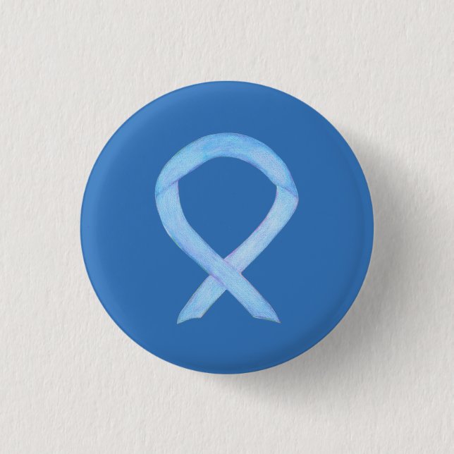 Light Blue Awareness Ribbon benutzerdefinierte But Button (Vorderseite)