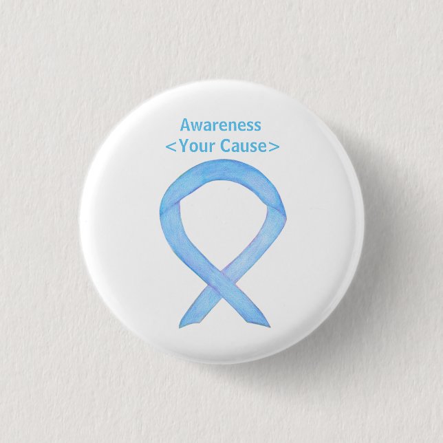 Light Blue Awareness Ribbon benutzerdefinierte But Button (Vorderseite)