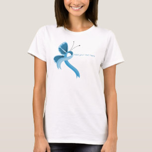 Light Blue Awareness Ribbon Butterfly T - Shirt