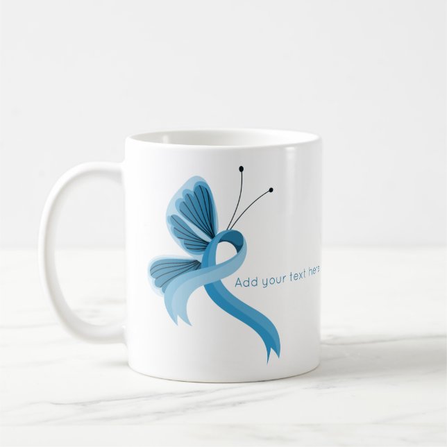 Light Blue Awareness Ribbon Butterfly Tasse (Links)