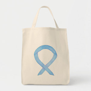 Light Blue Awareness Ribbon Custom Totbeutel Tragetasche