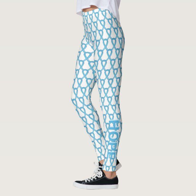 Light Blue Awareness Ribbon Custom Words Leggings (Links)