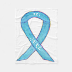 Light Blue Awareness Ribbon Hope Cure Blanket Fleecedecke