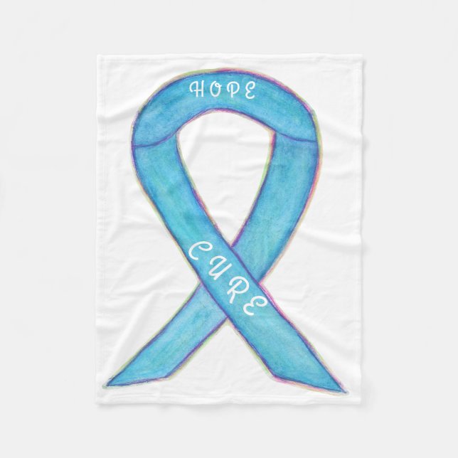 Light Blue Awareness Ribbon Hope Cure Blanket Fleecedecke (Vorderseite)