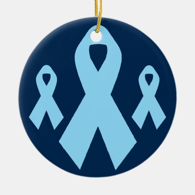 Light Blue Awareness Ribbon Keramik Ornament (Vorne)
