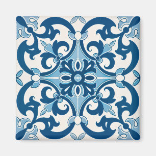 Light Blue Azulejo Lilie Style Kitchen Magnet