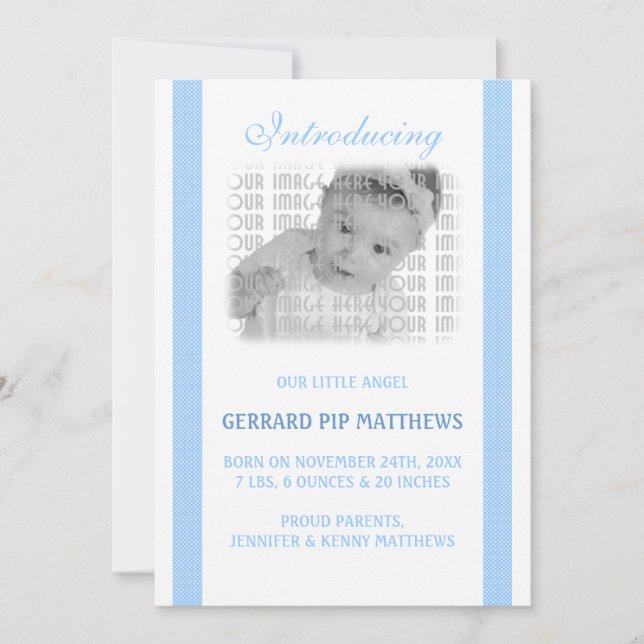 Light Blue Baby Boy Birth Ankündigung (Vorderseite)