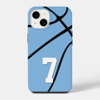 Light Blue Basketball Custom Player Number Sports iPhone 14 Hülle