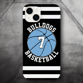 Light Blue Basketball Team Name and Player Number Case-Mate iPhone 14 Hülle