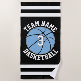 Light Blue Basketball Team Name & Spielnummer Strandtuch