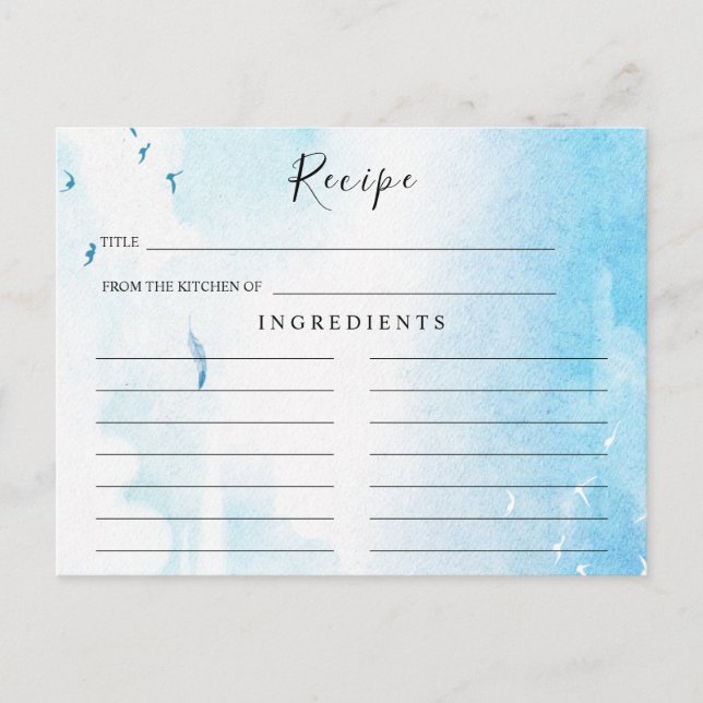 Light Blue, Beach Brautparty Rezept Card Postkarte (Vorderseite)