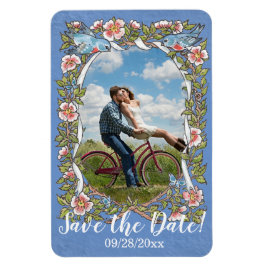 Light Blue Bird Floral Foto Hochzeitstag Rett Magnet