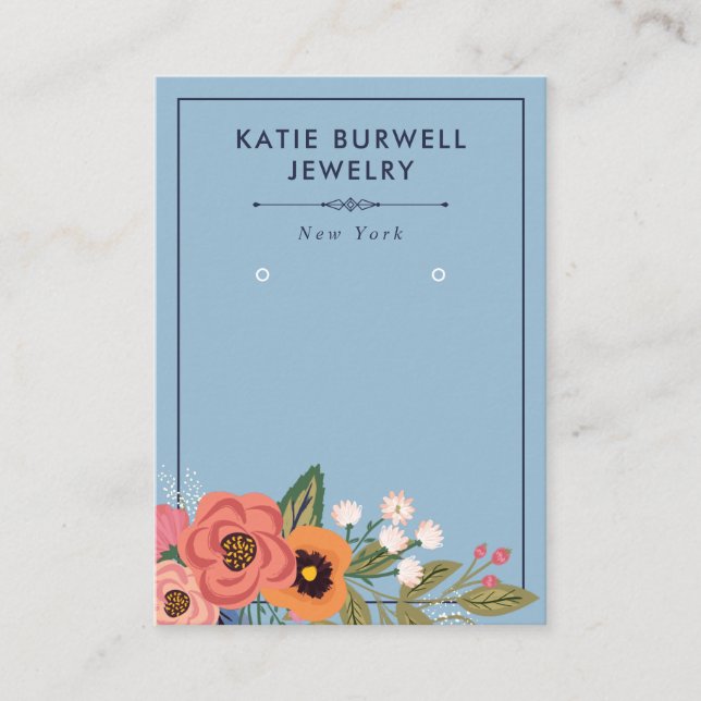 Light Blue Boho Blume Earring Display Visitenkarte (Vorderseite)