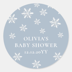 Light Blue Boho Winter Snowflake Babydusche Runder Aufkleber